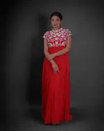 Red Embroidered Georgette Dress - Image 2