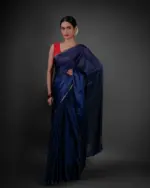 Navy Blue Chiffon Saree - Image 2