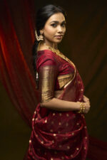 Maroon Silk Half Saree Set with Tissue Silk Dupatta (Set of 3) - Image 2