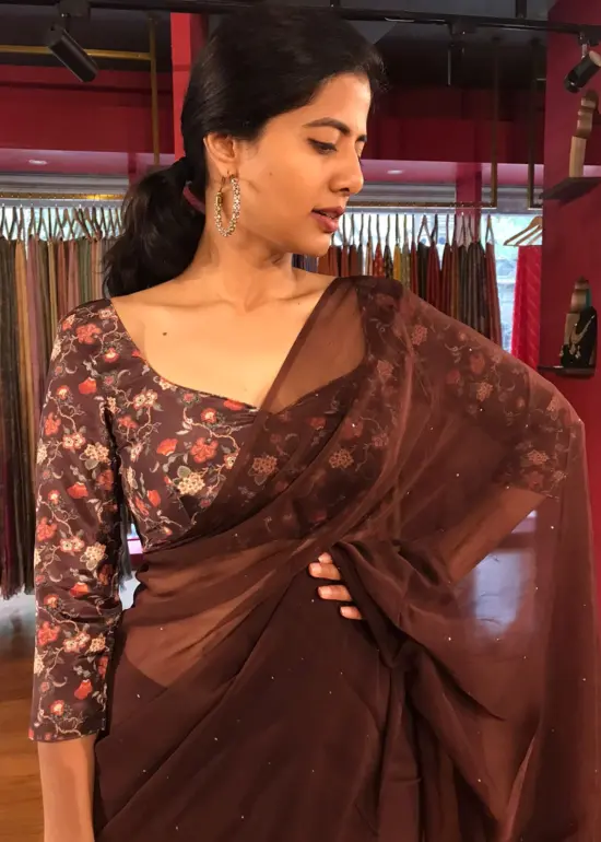 Chiffon saree with badla work from Mirra Clothing