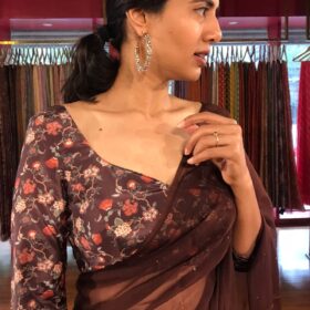 Brown Printed Crepe Blouse