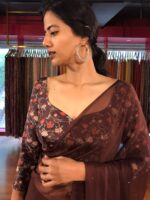 Brown Printed Crepe Silk Blouse - Image 5
