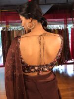 Brown Printed Crepe Silk Blouse - Image 4
