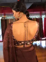 Brown Printed Crepe Silk Blouse - Image 4