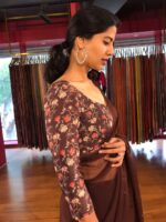 Brown Printed Crepe Silk Blouse - Image 3