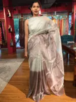 Ombre Wine Tissue Silk Saree - Image 3