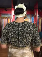 Black Hand Embroidered Silk Blouse - Image 3