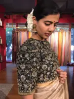 Black Hand Embroidered Silk Blouse - Image 2