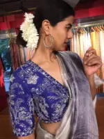Purple Silk Blouse adorned with Beautiful Hand Embroidery