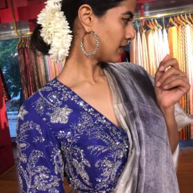 Purple Silk Blouse adorned with Beautiful Hand Embroidery