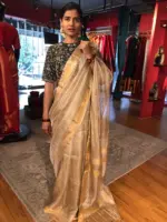 Ivory Tissue Silk Saree - Image 6