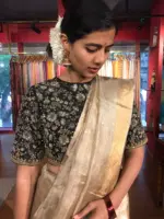 Ivory Tissue Silk Saree - Image 4