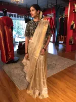Ivory Tissue Silk Saree - Image 3