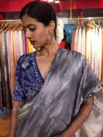 Ombre Purple Tissue Silk Saree - Image 4