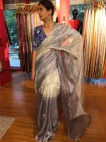 Ombre Purple Tissue Silk Saree - Image 2