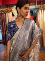 Ombre Purple Tissue Silk Saree - Image 5