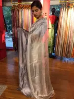 Ombre Purple Tissue Silk Saree - Image 6