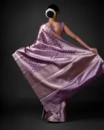 Lavender Tissue Silk Saree highlighted with Zari Weaves - Image 4