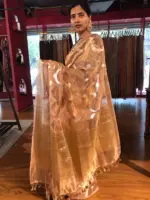 Peach Tissue Silk Saree - Image 5