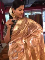 Peach Tissue Silk Saree