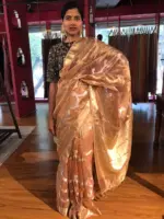 Peach Tissue Silk Saree - Image 3
