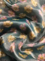 Blue Printed Tissue Silk Saree - Image 4