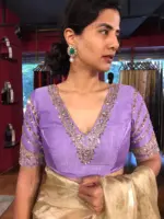 Lilac Embroidered Silk Blouse