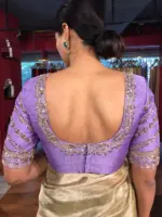 Lilac Embroidered Silk Blouse - Image 4