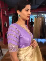 Lilac Embroidered Silk Blouse - Image 2