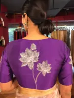 Purple Hand Embroidered Silk Blouse - Image 4