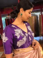 Purple Hand Embroidered Silk Blouse - Image 3