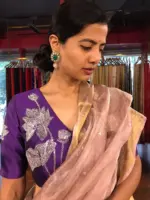 Purple Hand Embroidered Silk Blouse - Image 2