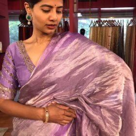 Lavender Tissue Silk Saree