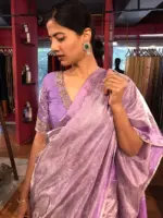 Lavender Tissue Silk Saree - Image 5