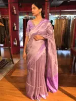 Lavender Tissue Silk Saree - Image 2