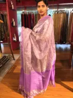 Lavender Tissue Silk Saree - Image 3