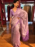 Lavender Tissue Silk Saree - Image 4