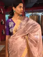 Onion Pink Tissue Silk Saree with Sequins Embroidery
