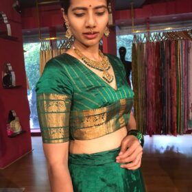 Bottle Green Silk Lehenga (Set of 2)