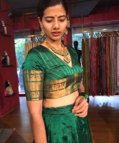 Bottle Green Silk Lehenga (Set of 2)