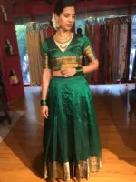 Bottle Green Silk Lehenga (Set of 2) - Image 4