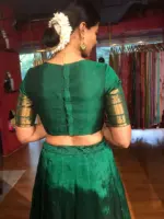 Bottle Green Silk Lehenga (Set of 2) - Image 7