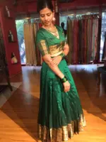 Bottle Green Silk Lehenga (Set of 2) - Image 5