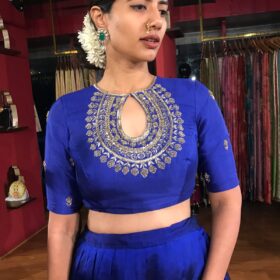 Royal Blue Silk Lehenga (Set of 2)