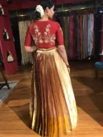 Maroon Embroidered Silk Lehenga (Set of 2) - Image 5