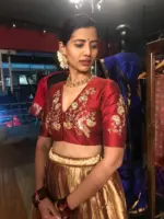 Maroon Embroidered Silk Lehenga (Set of 2) - Image 4