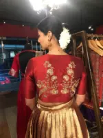Maroon Embroidered Silk Lehenga (Set of 2) - Image 3