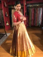Maroon Embroidered Silk Lehenga (Set of 2) - Image 9