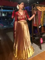 Maroon Embroidered Silk Lehenga (Set of 2) - Image 8