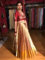 Maroon Embroidered Silk Lehenga (Set of 2) - Image 7